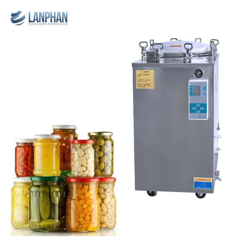 Vòng tay bánh xe hiển thị kỹ thuật số thẳng đứng 35L 50L 75L 100L 150L Lit cho nấm thực phẩm đóng hộp Retort Sterilizer