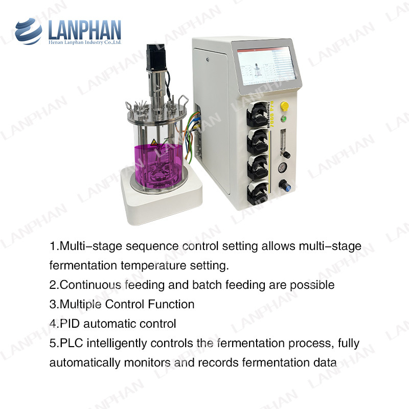 men Spirulina phòng thí nghiệm Glass Bioreactor Fermenter Bioreactor Bioreactor nuôi tế bào động vật Bioreactor 10L/5L