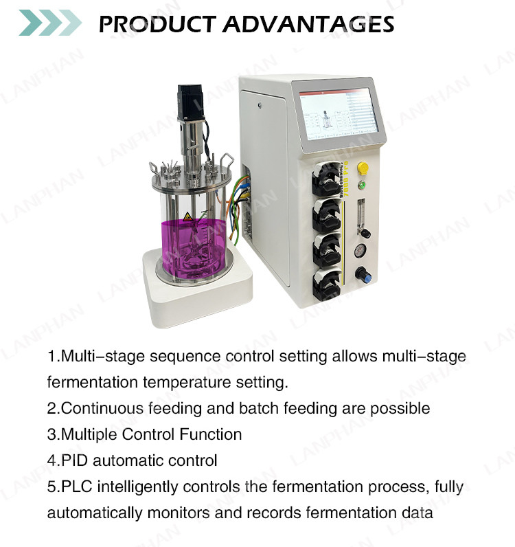 Máy phản ứng sinh học nhỏ của vi khuẩn / vi khuẩn 1l Máy phản ứng sinh học cho tảo