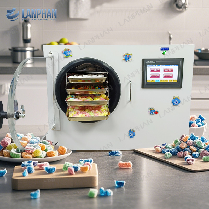 4 khay Skittle Vacuum Máy làm khô đông lạnh Bàn ghế nhỏ Máy làm khô đông lạnh gia đình cho kẹo