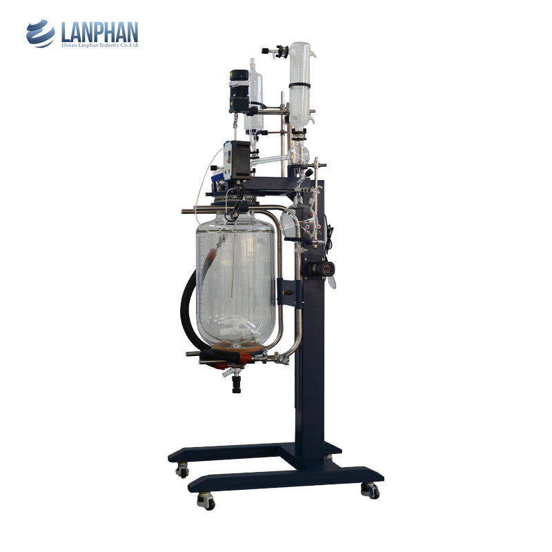20L Áo khoác kép Phòng thí nghiệm Lò phản ứng thủy tinh Chưng cất Ấm đun nước Dược phẩm Chống ăn mòn