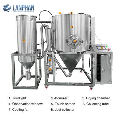 Máy sấy xịt 5L Stainless Steel Máy sấy khô hệ thống máy sấy khô cho sữa